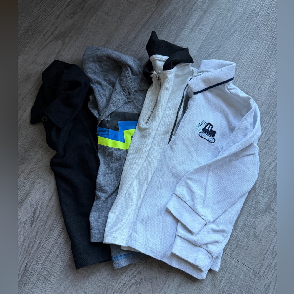 Black, Gray, and White 3T Boys Collared Classic Shirts Set of 4